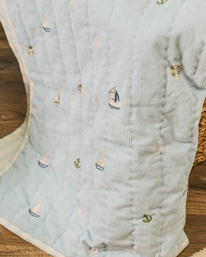 FA Home Quilted Baby Blanket & Pillow Set-Nautical Dreams-100% Cotton-For Infants