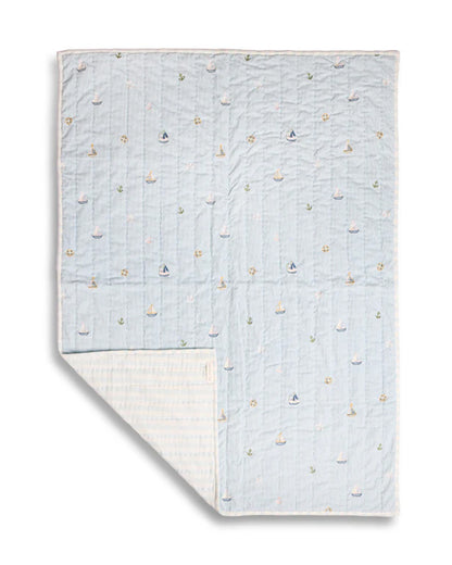 FA Home Quilted Baby Blanket & Pillow Set-Nautical Dreams-100% Cotton-For Infants
