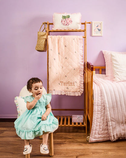 FA Home Quilted Baby Blanket & Pillow Set-Pink Petal-100% Cotton-For Infants