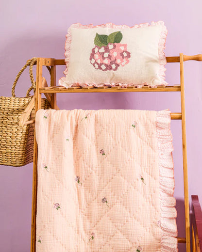 FA Home Quilted Baby Blanket & Pillow Set-Pink Petal-100% Cotton-For Infants