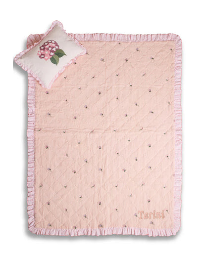 FA Home Quilted Baby Blanket & Pillow Set-Pink Petal-100% Cotton-For Infants