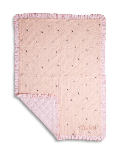 FA Home Quilted Baby Blanket & Pillow Set-Pink Petal-100% Cotton-For Infants