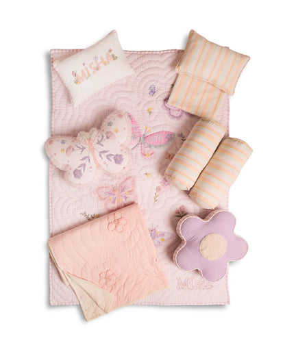 FA Home Baby Bedding Set-Butterfly Garden-Hand Embroidered-Cotton-Floral-For Infants