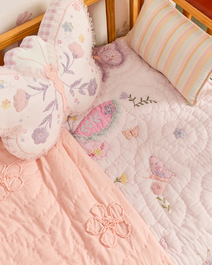 FA Home Baby Bedding Set-Butterfly Garden-Hand Embroidered-Cotton-Floral-For Infants