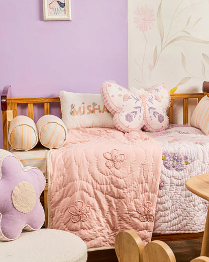 FA Home Baby Bedding Set-Butterfly Garden-Hand Embroidered-Cotton-Floral-For Infants