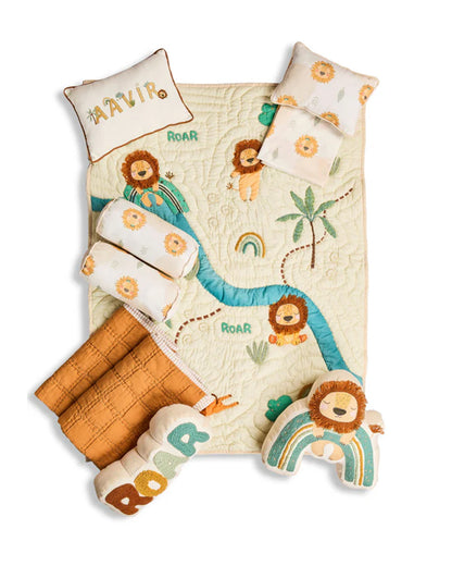 FA Home Baby Bedding Set-Lion's Roar-Hand Embroidered-Cotton-Beige-For Infants