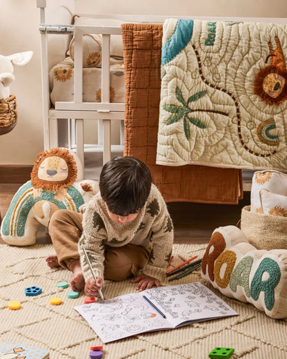 FA Home Baby Bedding Set-Lion's Roar-Hand Embroidered-Cotton-Beige-For Infants