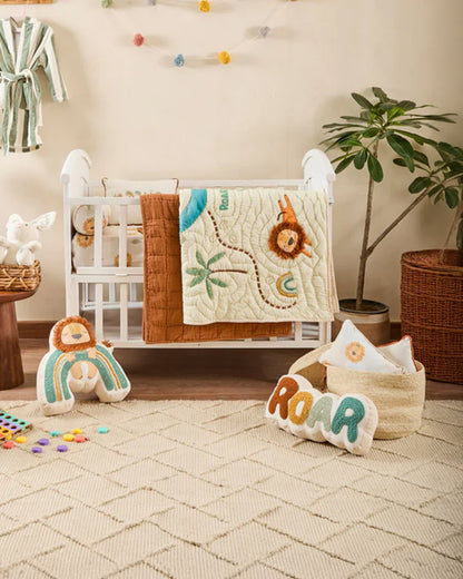 FA Home Baby Bedding Set-Lion's Roar-Hand Embroidered-Cotton-Beige-For Infants