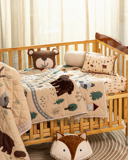 FA Home Baby Bedding Set-Woodland-Hand Embroidered-Cotton-Natural-For Infants