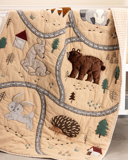 FA Home Baby Bedding Set-Woodland-Hand Embroidered-Cotton-Natural-For Infants