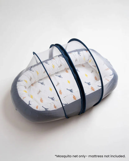 Aariro Cozy Nest Mosquito Net-Little Dino-Organic Cotton-Newborn Bed-0-8M