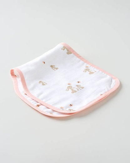 Aariro Organic Cotton Burp Cloth-Multi Layered & Reversible-Honey Bunny-For Infants