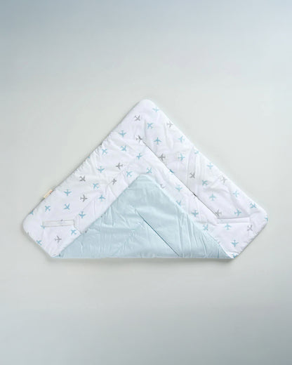 Aariro Quilted Baby Carrier Nest Cum Receiving Blanket-Dream Big-White & Blue-For Infants
