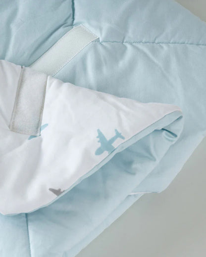 Aariro Quilted Baby Carrier Nest Cum Receiving Blanket-Dream Big-White & Blue-For Infants