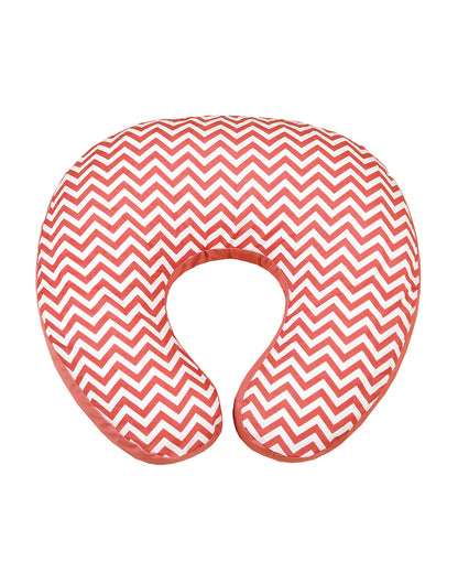Aariro Organic Cotton Nursing Pillow-100% Cotton Cover-Mauve Chevron-For Nursing