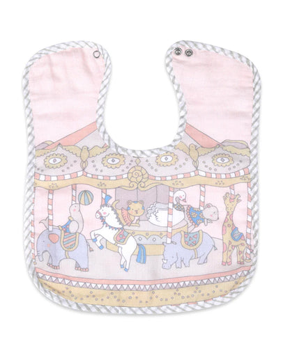 Masilo 100% Organic Cotton Muslin Classic Bib-Two Snap Button-Adjustable Fit-Carnival Pink-For Infants