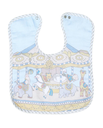 Masilo 100% Organic Cotton Muslin Classic Bib-Two Snap Button-Adjustable Fit-Carnival Blue-For Infants