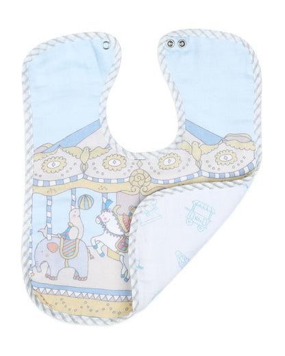Masilo 100% Organic Cotton Muslin Classic Bib-Two Snap Button-Adjustable Fit-Carnival Blue-For Infants