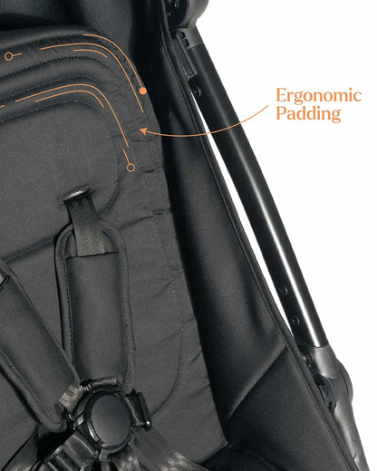 Loopie Hop Cabin Friendly Stroller-One Hand Fold-Flat Reclining Seat-Includes Mosquito Net-1 Year Warranty-For 0 to 4Y (Upto 22 Kg)-Black Charcoal