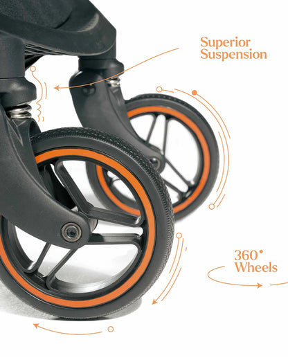 Loopie Hop Cabin Friendly Stroller-One Hand Fold-Flat Reclining Seat-Includes Mosquito Net-1 Year Warranty-For 0 to 4Y (Upto 22 Kg)-Black Charcoal