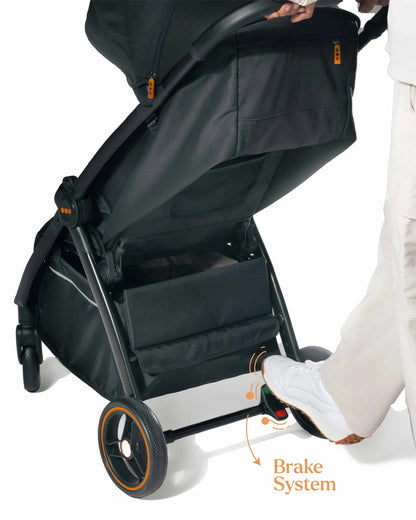 Loopie Hop Cabin Friendly Stroller-One Hand Fold-Flat Reclining Seat-Includes Mosquito Net-1 Year Warranty-For 0 to 4Y (Upto 22 Kg)-Black Charcoal