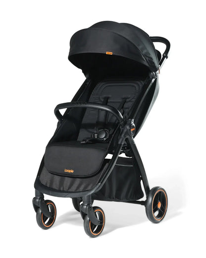 Loopie Hop Cabin Friendly Stroller-One Hand Fold-Flat Reclining Seat-Includes Mosquito Net-1 Year Warranty-For 0 to 4Y (Upto 22 Kg)-Black Charcoal