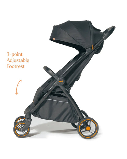 Loopie Hop Cabin Friendly Stroller-One Hand Fold-Flat Reclining Seat-Includes Mosquito Net-1 Year Warranty-For 0 to 4Y (Upto 22 Kg)-Black Charcoal