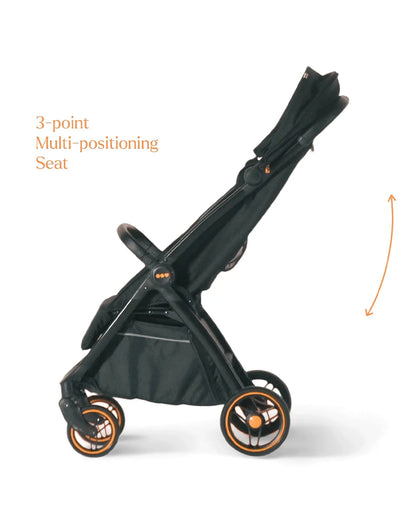 Loopie Hop Cabin Friendly Stroller-One Hand Fold-Flat Reclining Seat-Includes Mosquito Net-1 Year Warranty-For 0 to 4Y (Upto 22 Kg)-Black Charcoal