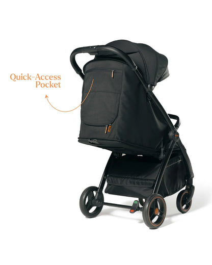 Loopie Hop Cabin Friendly Stroller-One Hand Fold-Flat Reclining Seat-Includes Mosquito Net-1 Year Warranty-For 0 to 4Y (Upto 22 Kg)-Black Charcoal