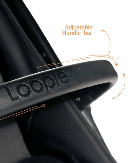 Loopie Hop Cabin Friendly Stroller-One Hand Fold-Flat Reclining Seat-Includes Mosquito Net-1 Year Warranty-For 0 to 4Y (Upto 22 Kg)-Black Charcoal