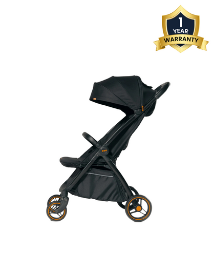 Loopie Hop Cabin Friendly Stroller-One Hand Fold-Flat Reclining Seat-Includes Mosquito Net-1 Year Warranty-For 0 to 4Y (Upto 22 Kg)-Black Charcoal