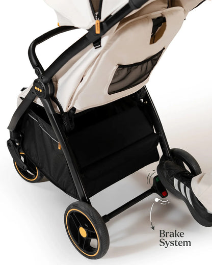 Loopie Hop Cabin Friendly Stroller-One Hand Fold-Flat Reclining Seat-Includes Mosquito Net-1 Year Warranty-For 0 to 4Y (Upto 22 Kg)-Ivory Marble