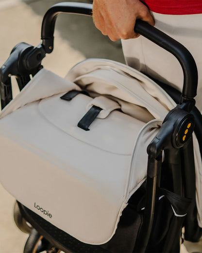 Loopie Hop Cabin Friendly Stroller-One Hand Fold-Flat Reclining Seat-Includes Mosquito Net-1 Year Warranty-For 0 to 4Y (Upto 22 Kg)-Ivory Marble