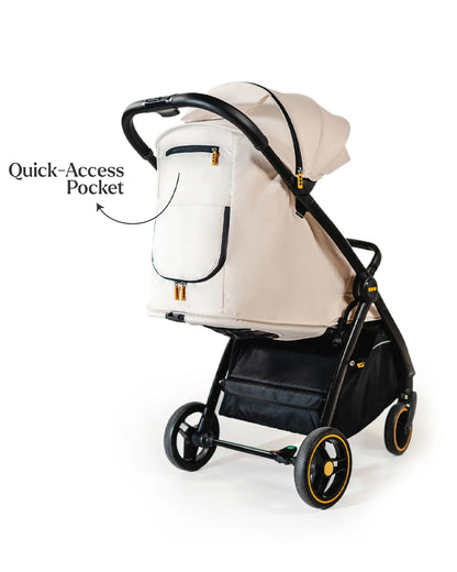 Loopie Hop Cabin Friendly Stroller-One Hand Fold-Flat Reclining Seat-Includes Mosquito Net-1 Year Warranty-For 0 to 4Y (Upto 22 Kg)-Ivory Marble