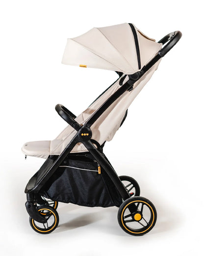 Loopie Hop Cabin Friendly Stroller-One Hand Fold-Flat Reclining Seat-Includes Mosquito Net-1 Year Warranty-For 0 to 4Y (Upto 22 Kg)-Ivory Marble
