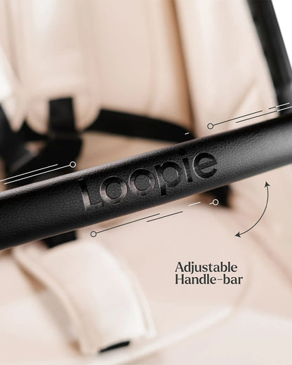 Loopie Hop Cabin Friendly Stroller-One Hand Fold-Flat Reclining Seat-Includes Mosquito Net-1 Year Warranty-For 0 to 4Y (Upto 22 Kg)-Ivory Marble