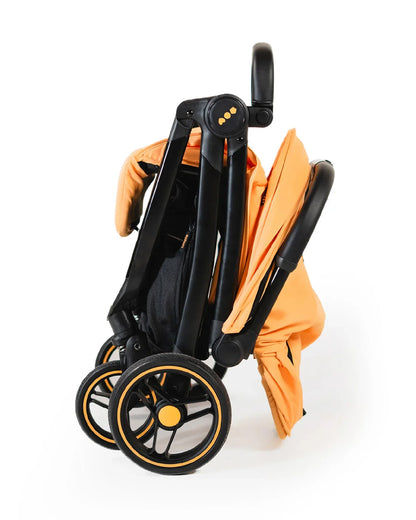 Loopie Hop Cabin Friendly Stroller-One Hand Fold-Flat Reclining Seat-Includes Mosquito Net-1 Year Warranty-For 0 to 4Y (Upto 22 Kg)-Orange Sunset