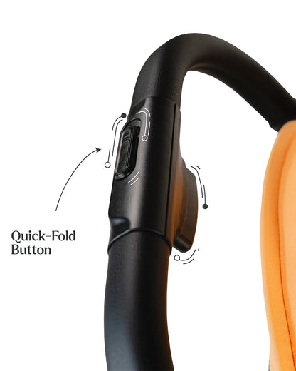 Loopie Hop Cabin Friendly Stroller-One Hand Fold-Flat Reclining Seat-Includes Mosquito Net-1 Year Warranty-For 0 to 4Y (Upto 22 Kg)-Orange Sunset