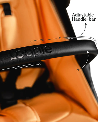 Loopie Hop Cabin Friendly Stroller-One Hand Fold-Flat Reclining Seat-Includes Mosquito Net-1 Year Warranty-For 0 to 4Y (Upto 22 Kg)-Orange Sunset