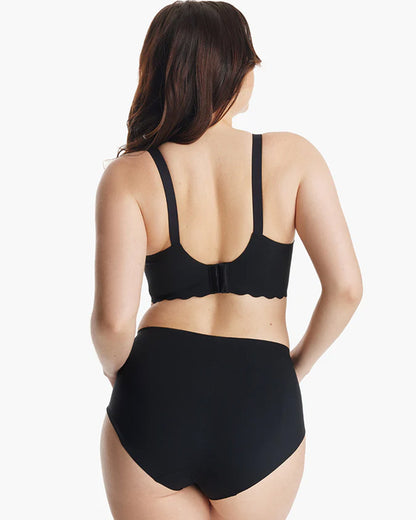 Momcozy Jelly Strip Seamless Nursing Bra-Compatible with Breast Pumps-Adjustable Padding-Front Clasps-Black