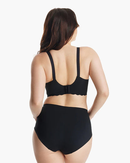 Momcozy Jelly Strip Seamless Nursing Bra-Compatible with Breast Pumps-Adjustable Padding-Front Clasps-Black