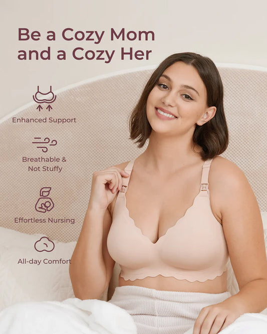 Momcozy Jelly Strip Seamless Nursing Bra-Compatible with Breast Pumps-Adjustable Padding-Front Clasps-Skin