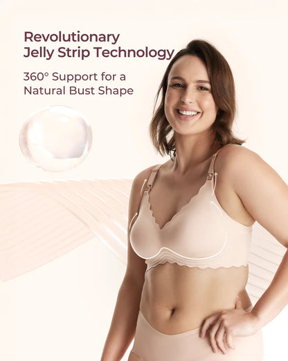 Momcozy Jelly Strip Seamless Nursing Bra-Compatible with Breast Pumps-Adjustable Padding-Front Clasps-Skin