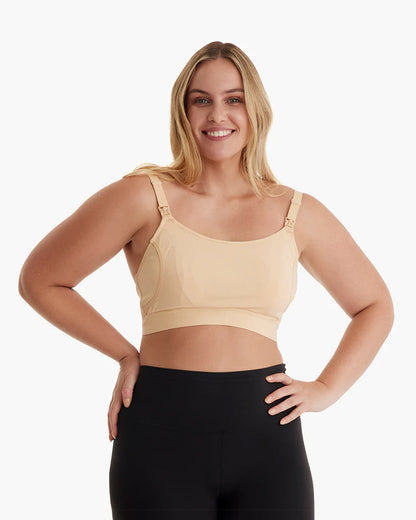 Momcozy 2-in-1 Hands-Free Pumping & Nursing Bra-Soft and wireless-Front Clasps-Full Coverage-Skin