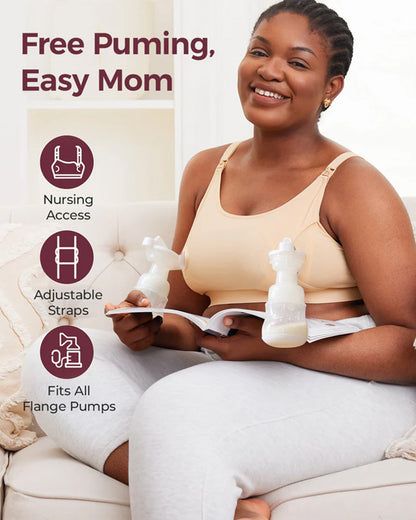Momcozy 2-in-1 Hands-Free Pumping & Nursing Bra-Soft and wireless-Front Clasps-Full Coverage-Skin