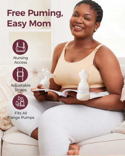 Momcozy 2-in-1 Hands-Free Pumping & Nursing Bra-Soft and wireless-Front Clasps-Full Coverage-Skin