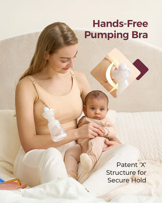 Momcozy 2-in-1 Hands-Free Pumping & Nursing Bra-Soft and wireless-Front Clasps-Full Coverage-Skin