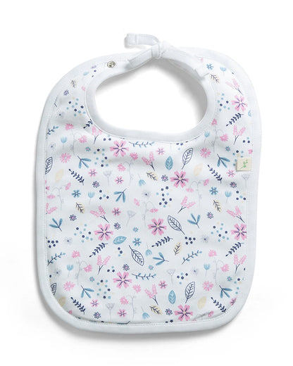 Tiny Twig Girls Bib-Organic Cotton-Snap Button-Adjustable Neck-Porcelain Floral-Pack of 1