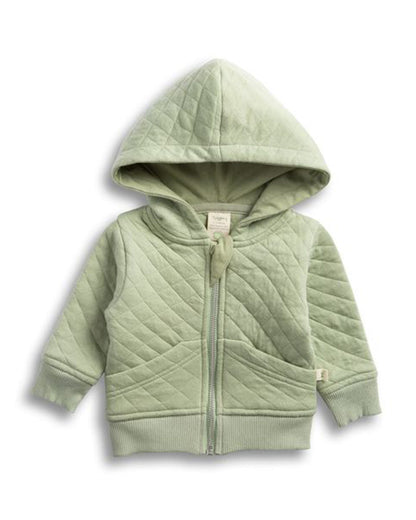 Tiny Twig Sage Green Quilted Hoodie-Solid-Organic Cotton-For Infants