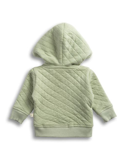 Tiny Twig Sage Green Quilted Hoodie-Solid-Organic Cotton-For Infants